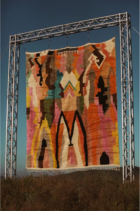 Tapis vintage restauré couleurs naturelles